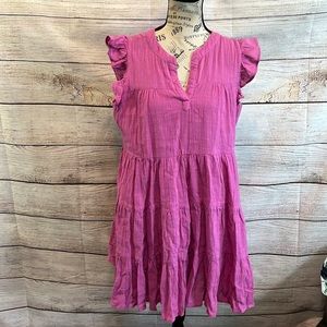 Roberta Roller Rabbit Pink Tiered Ruffle Sleeve Dress